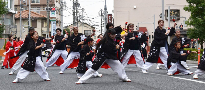 越谷よさこいソーランまつりで踊る参加者たち