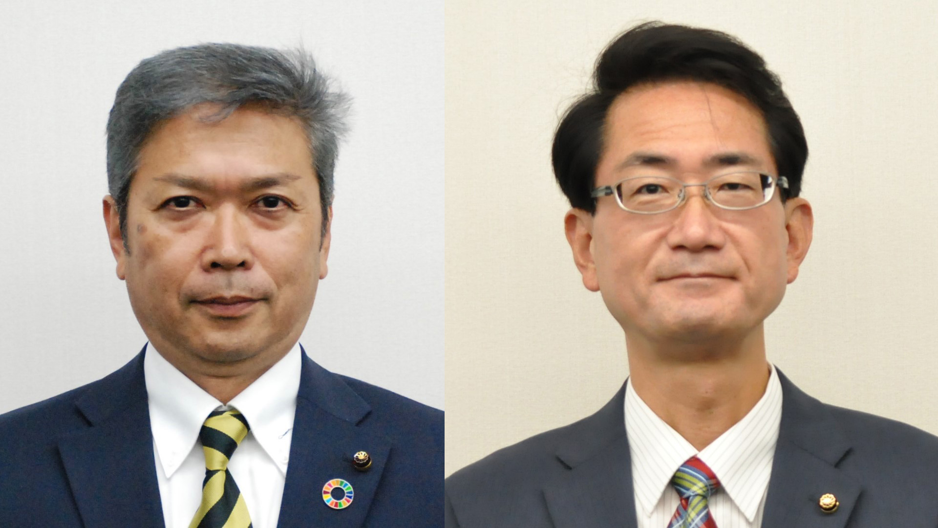 越谷市議会の畑谷議長と菊地副議長